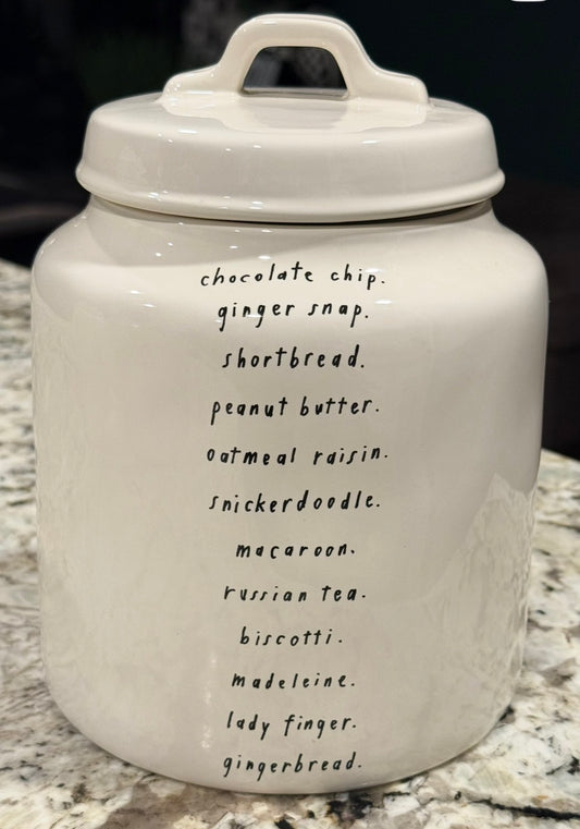New Rae Dunn boutique vintage ceramic HTF COOKIES 🍪 canister decor-cookie names on back