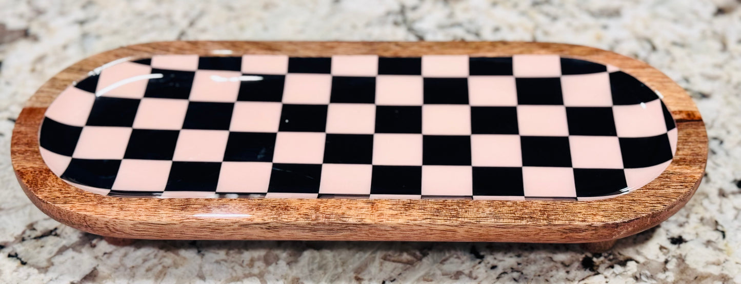New made in India Courtney Check 15x6 serving tray