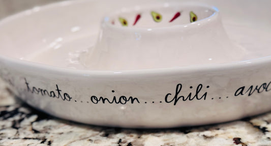 New release Rae Dunn 11” ceramic script “taco nite” dip platter tray