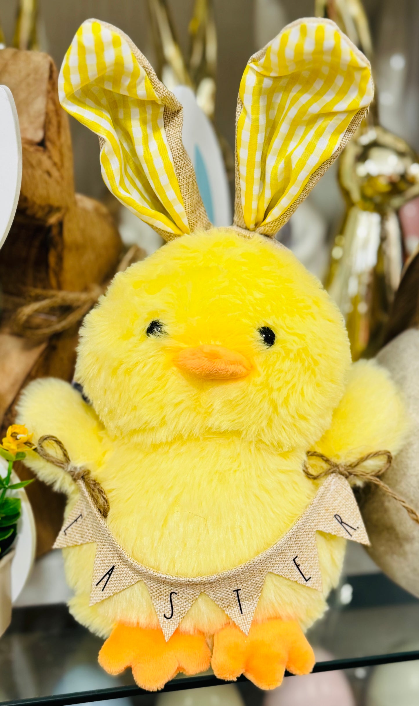New Rae Dunn fluffy small yellow EASTER chick decor