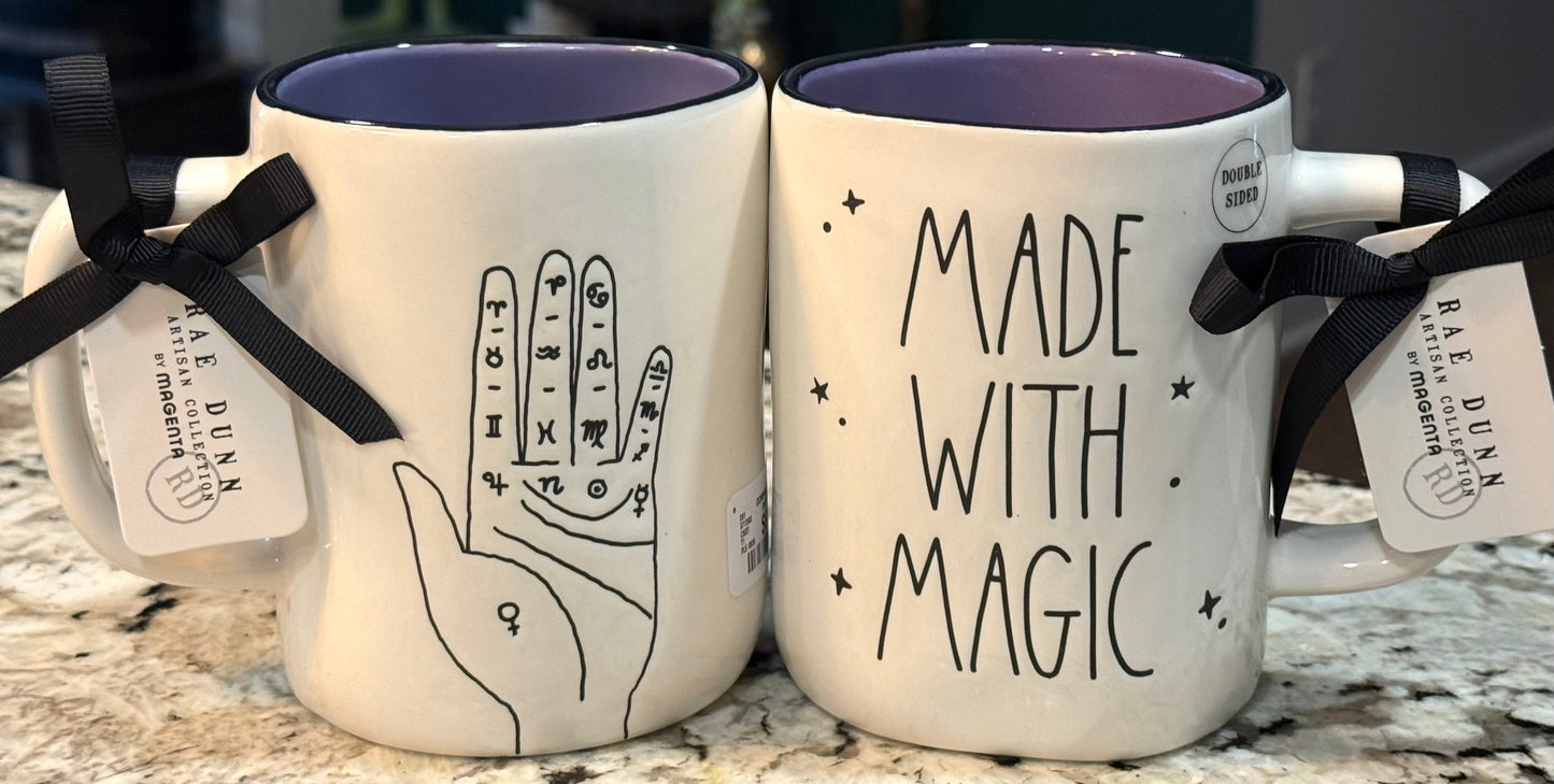New Rae Dunn white ceramic Halloween coffee mug MADE WITH MAGIC