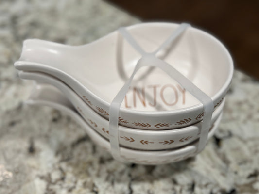 New Rae Dunn white fall leaf print ceramic dip holders/spoon rest