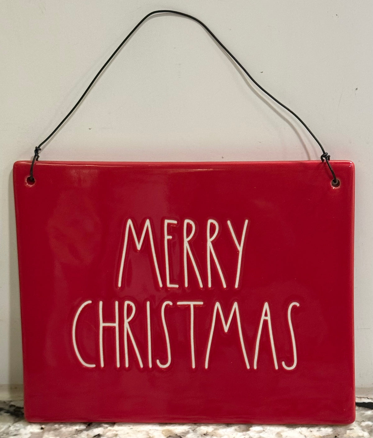 New Rae Dunn red ceramic MERRY CHRISTMAS hanging wall sign