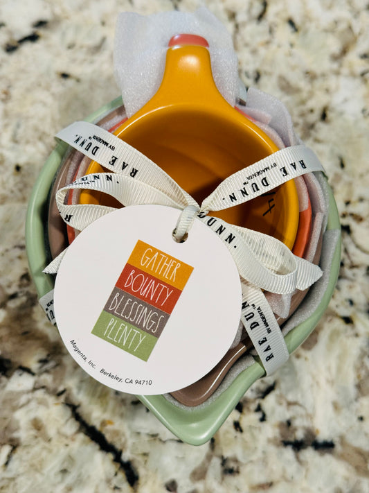 New Rae Dunn pastel ceramic Harvest Blessings Plenty Measuring cup set