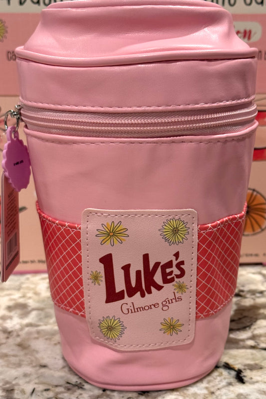 New Mad Beauty The Gilmore Girls pink coffee cup essential accessories zip bag 5x5x8