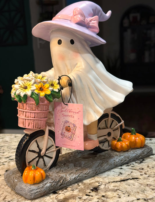 New Spellbound Sweets resin ghost flower bike basket Halloween pumpkin decor 10.5x10.2”