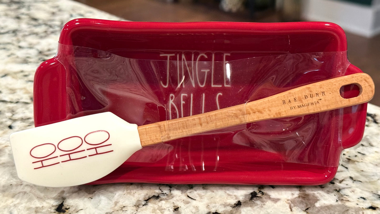 New Rae Dunn 2-piece Christmas mini baking pan set JINGLE BELLS & HO HO HO
