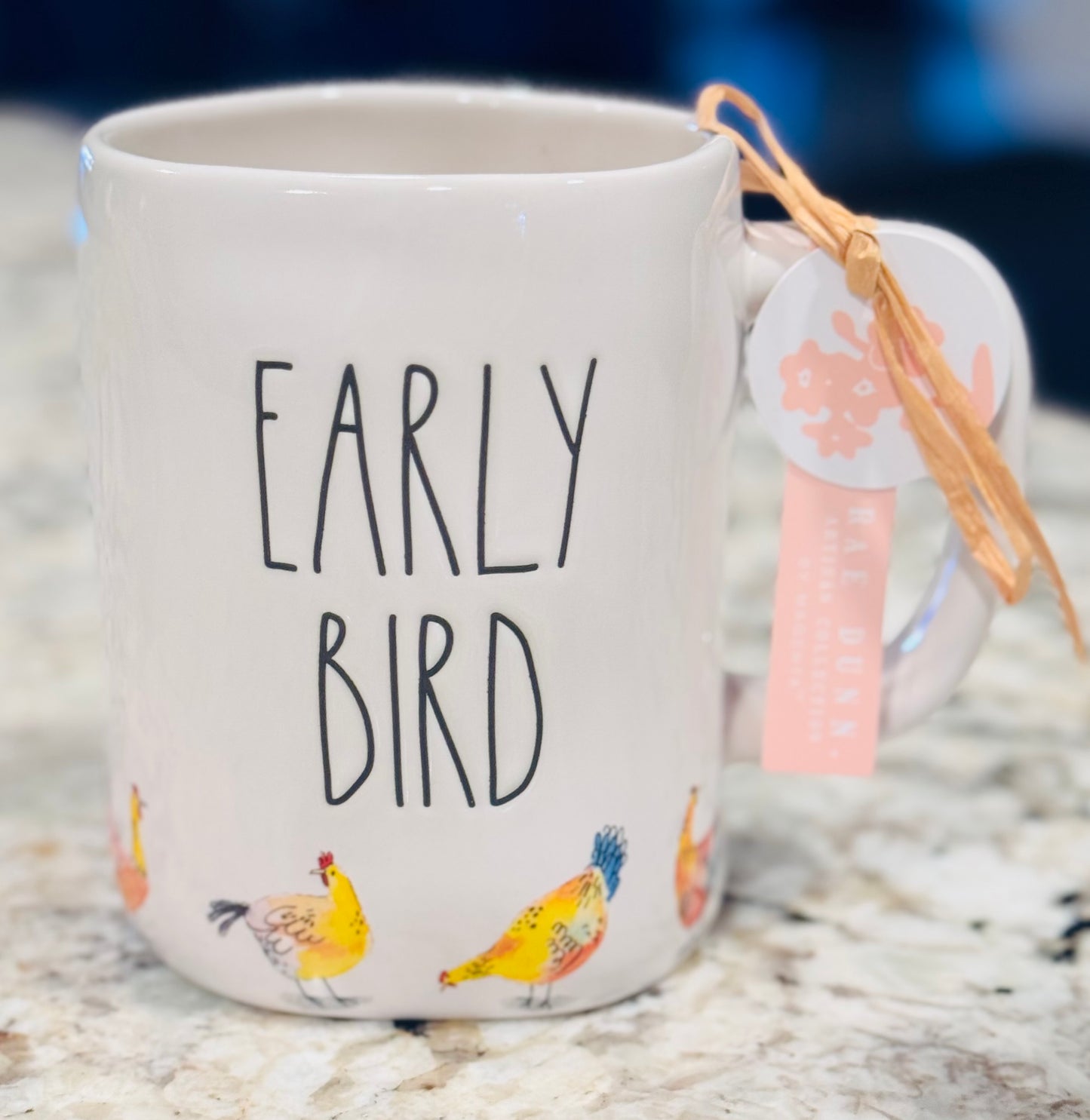 New Rae Dunn white ceramic coffee mug EARLY BIRD