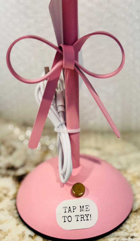 New portable LED pink Coquette metal touch lamp decor