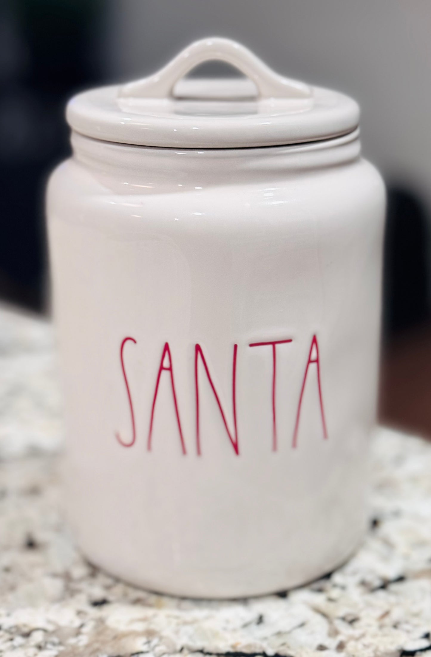 New Rae Dunn white ceramic SANTA 9” canister