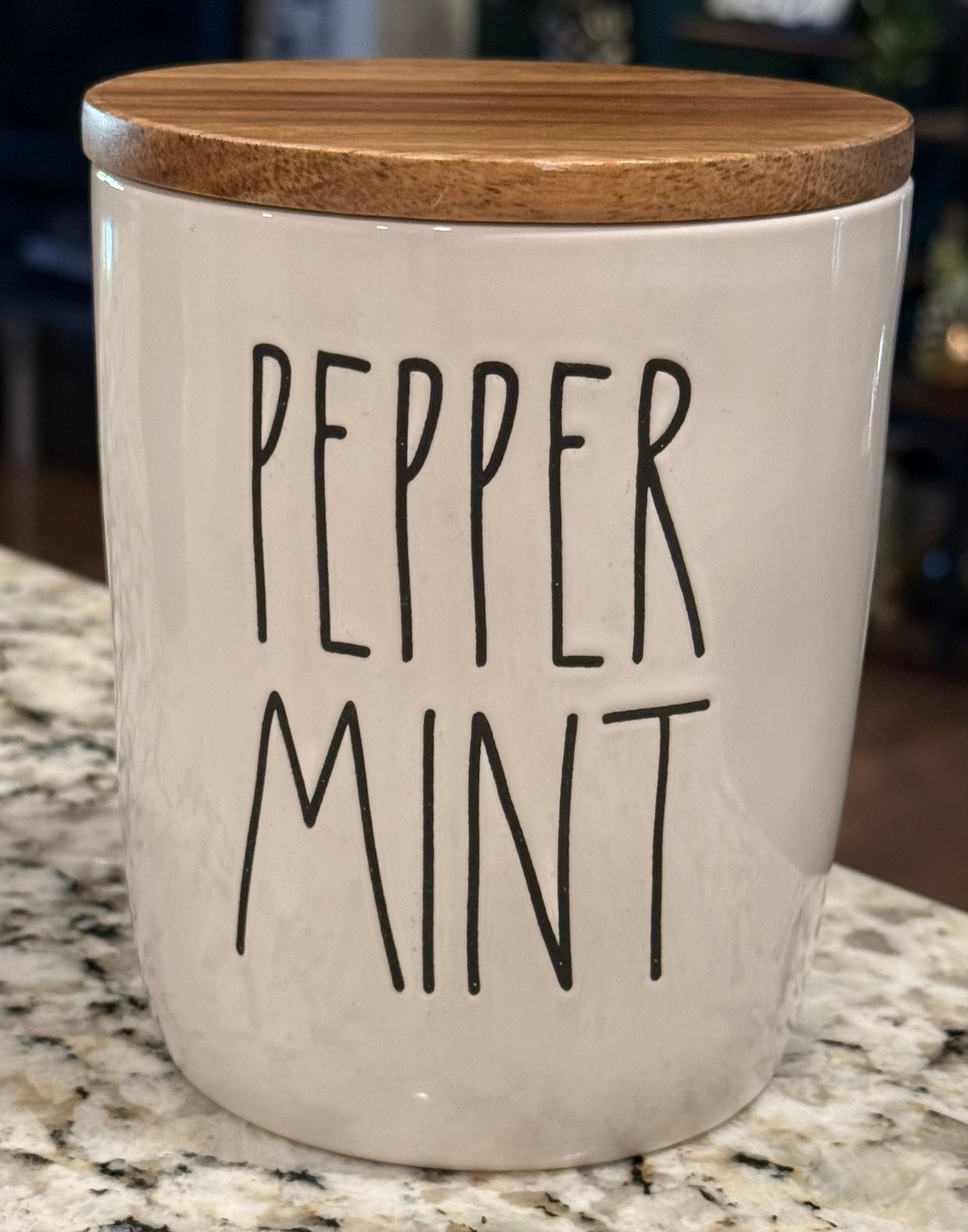 New Rae Dunn white ceramic 5” PEPPERMINT storage cellar