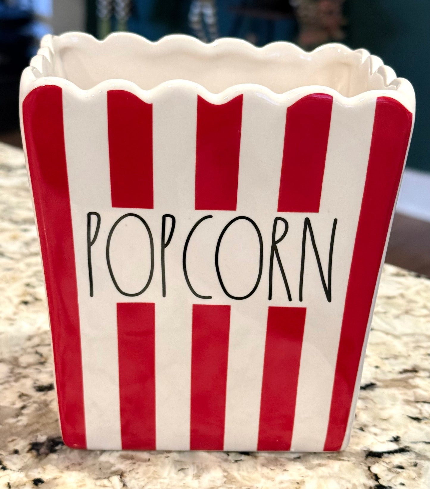 New Rae Dunn red & white striped ceramic 🍿 POPCORN bucket (small) 5x5.5