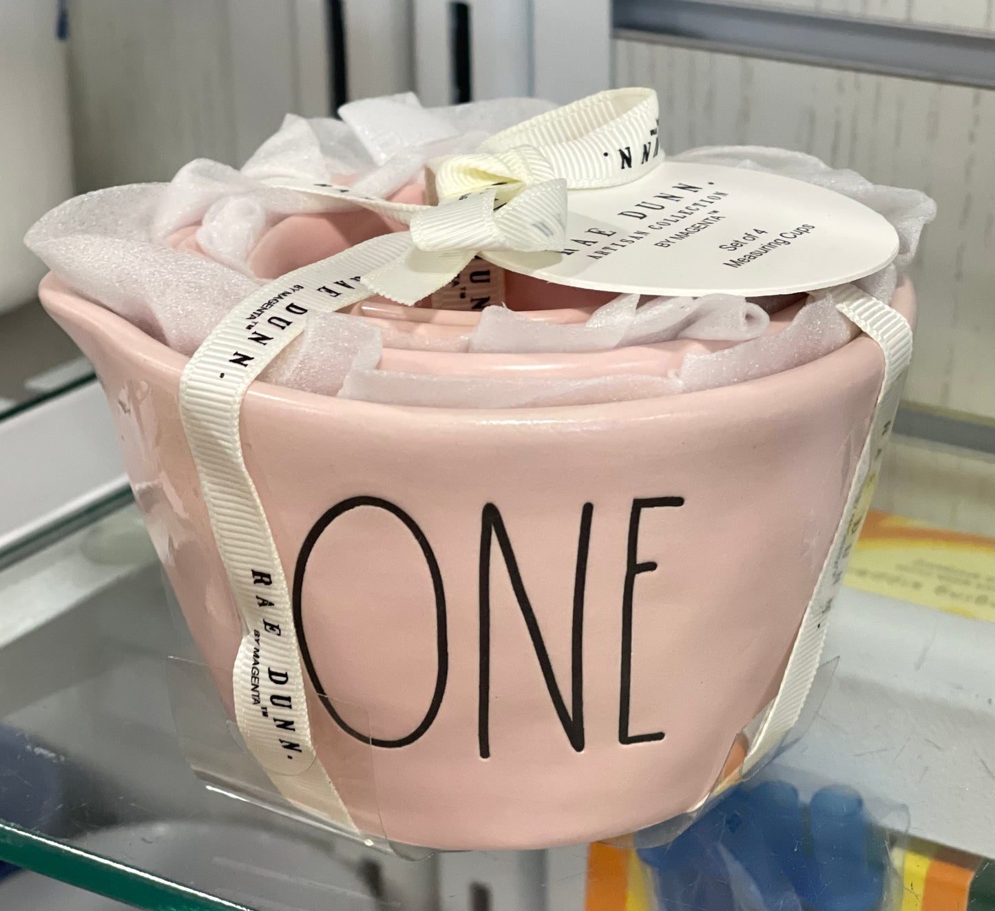 New Rae Dunn pink ceramic measuring cup set