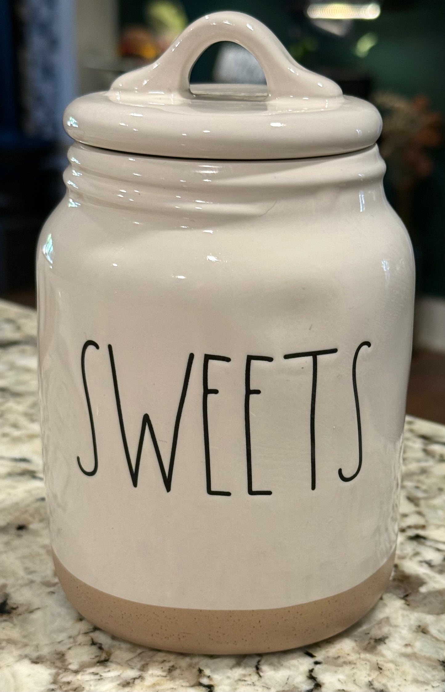 New Rae Dunn white ceramic 6” clay bottom SWEETS canister