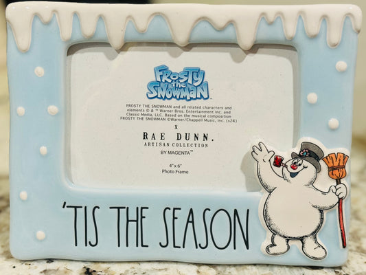 New Rae Dunn x Frosty the Snowman ceramic 4x6 photo frame insert TIS THE SEASON