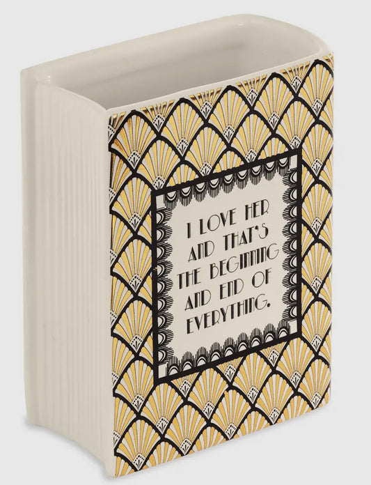 New small plaid ceramic book vase-The Great Gatsby