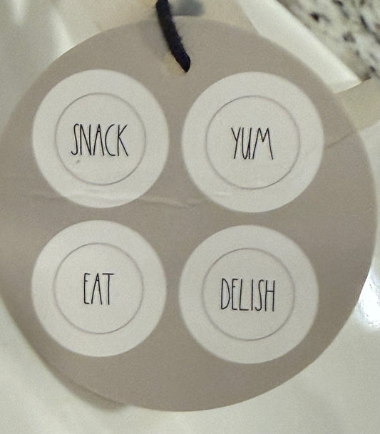 New Rae Dunn 4-piece melanin bowl set YUM SNACK EAT DELISH