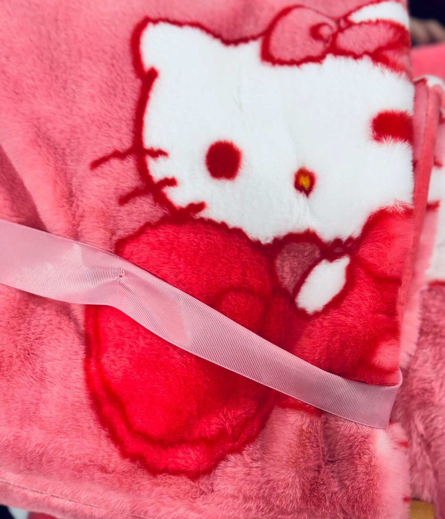 New pink fur rabbit fur Hello Kitty Bow throw blanket 50x70