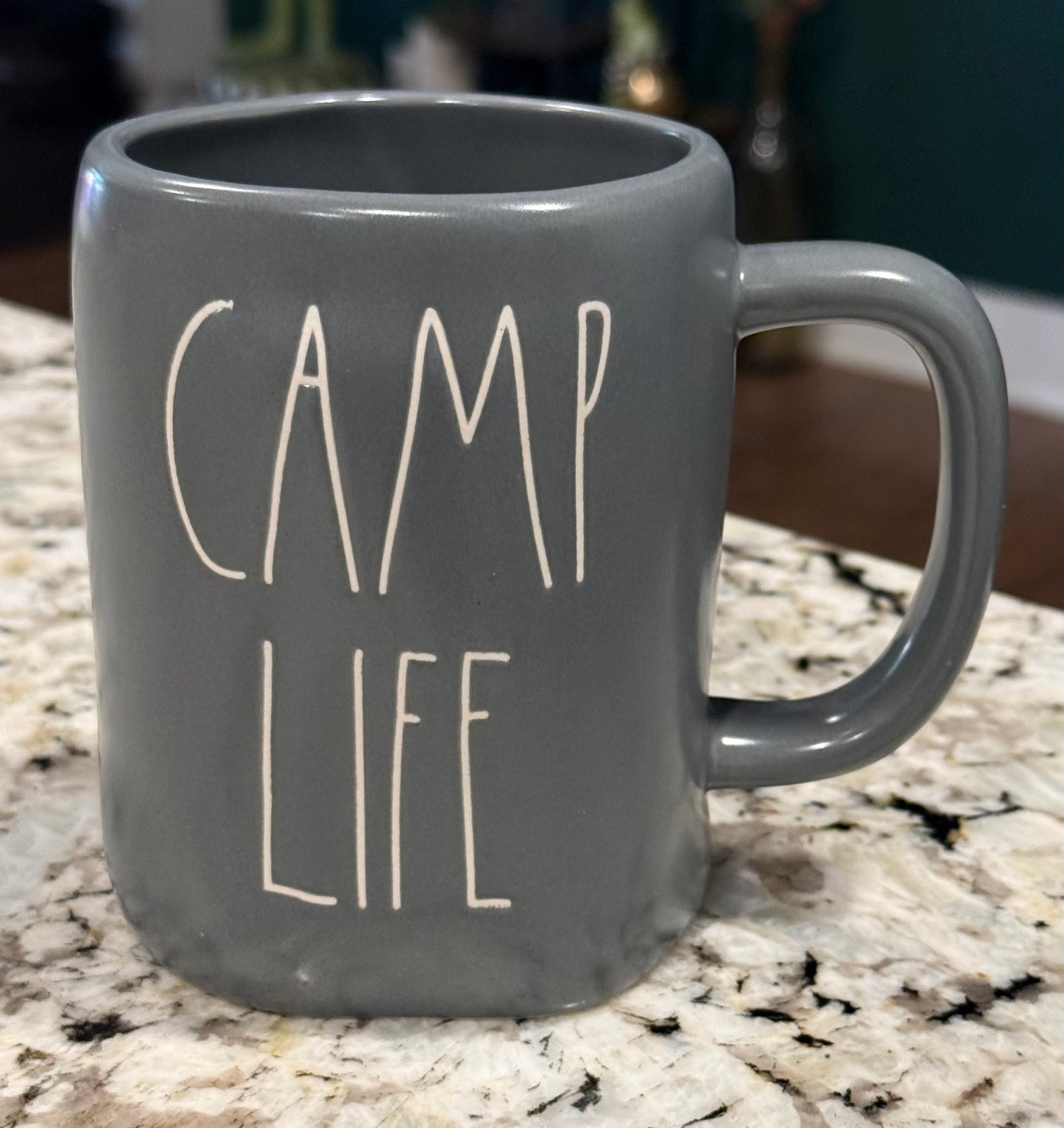 New Rae Dunn gray ceramic coffee mug CAMP LIFE