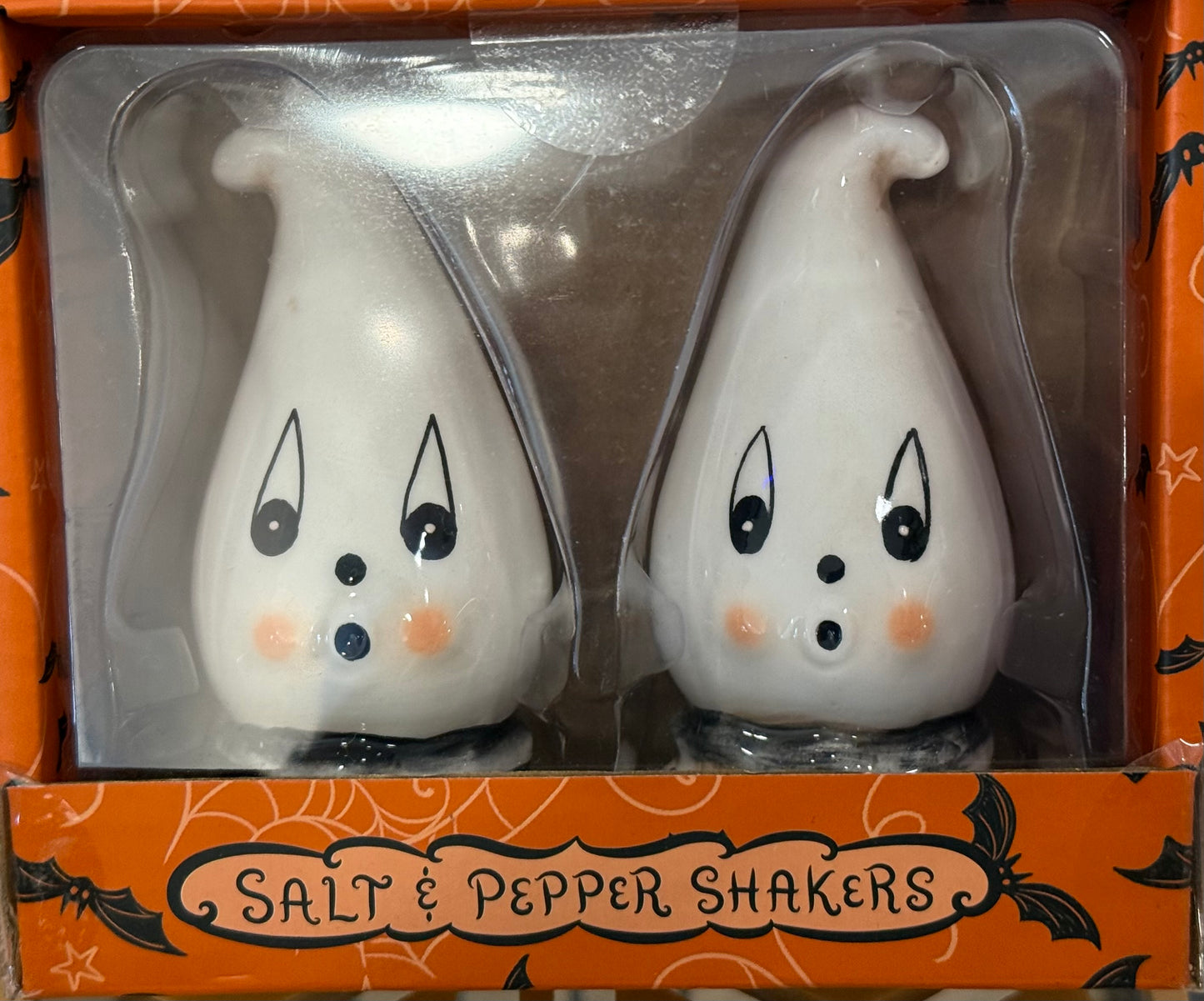 New Joanna Parker ceramic Gus ghost salt & pepper shaker set (original)