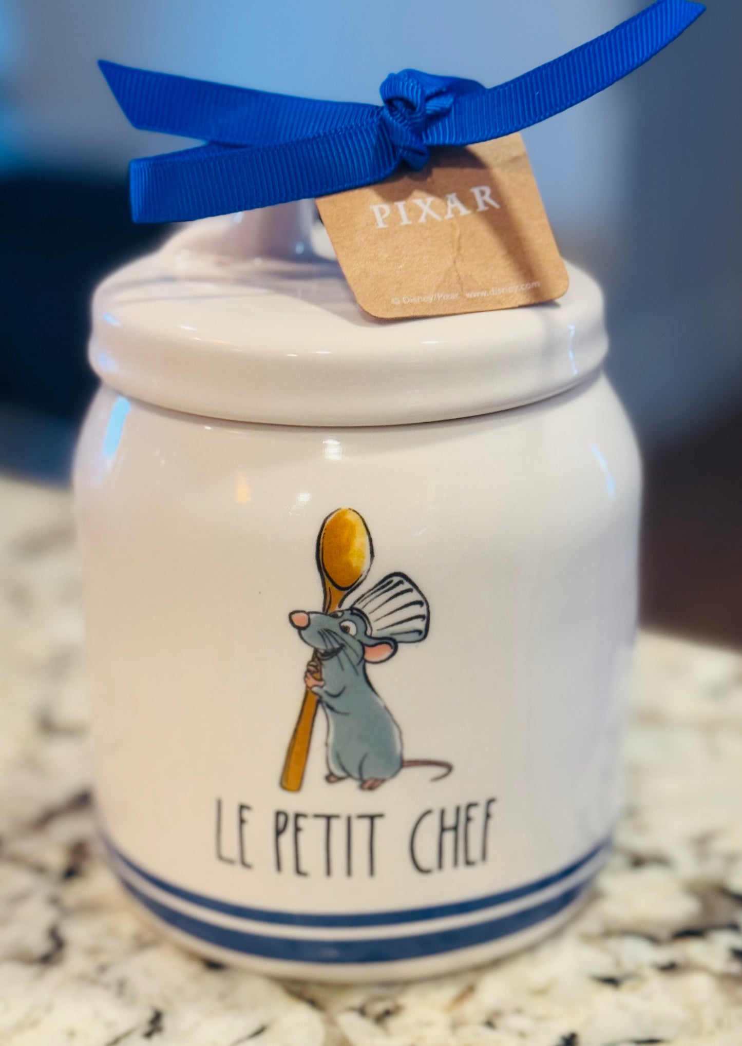 New Rae Dunn x Pixar’s Ratatouille white ceramic mini canister 5.25” LE PETIT CHEF