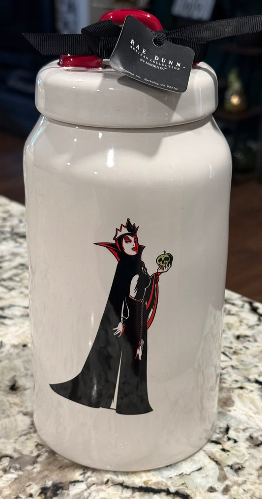 New Rae Dunn x Disney’s Snow White white ceramic Halloween decor 9” canister POISON APPLES