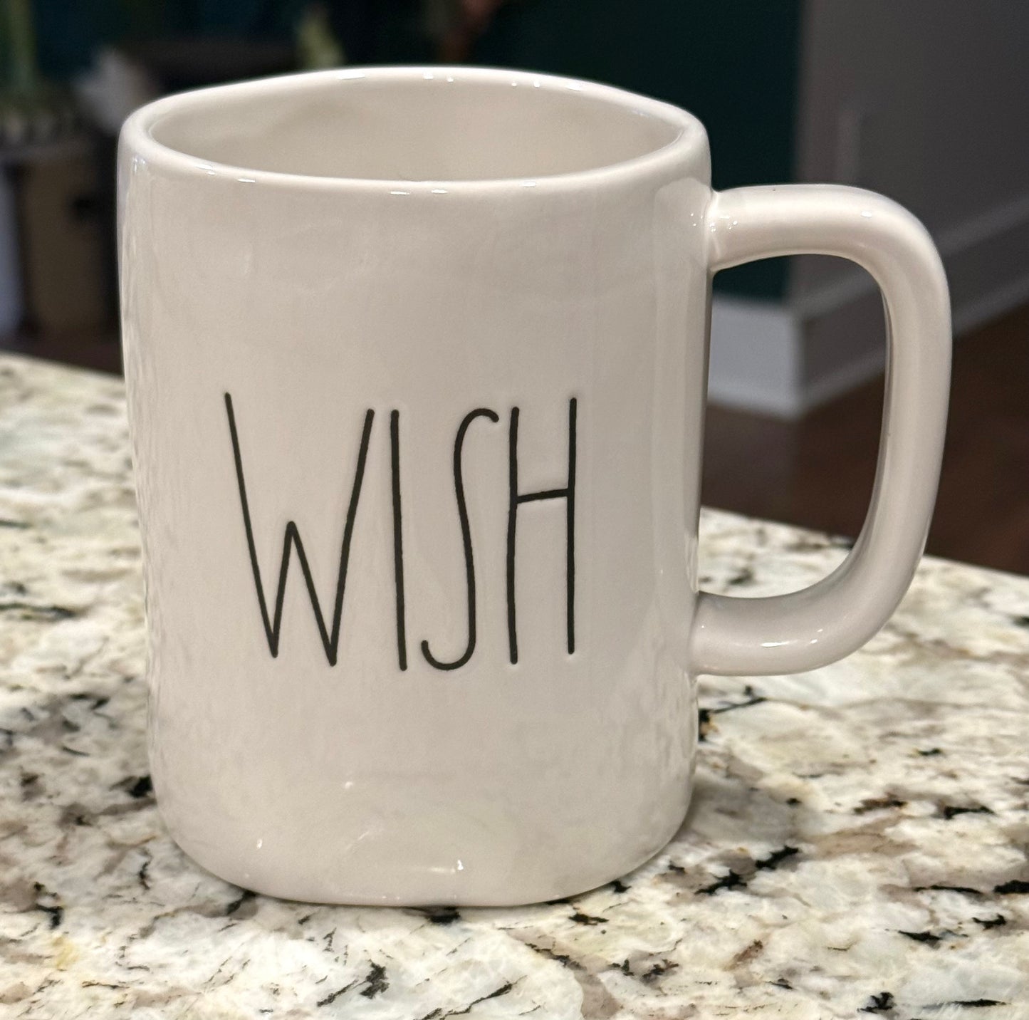 New Rae Dunn white ceramic coffee mug WISH