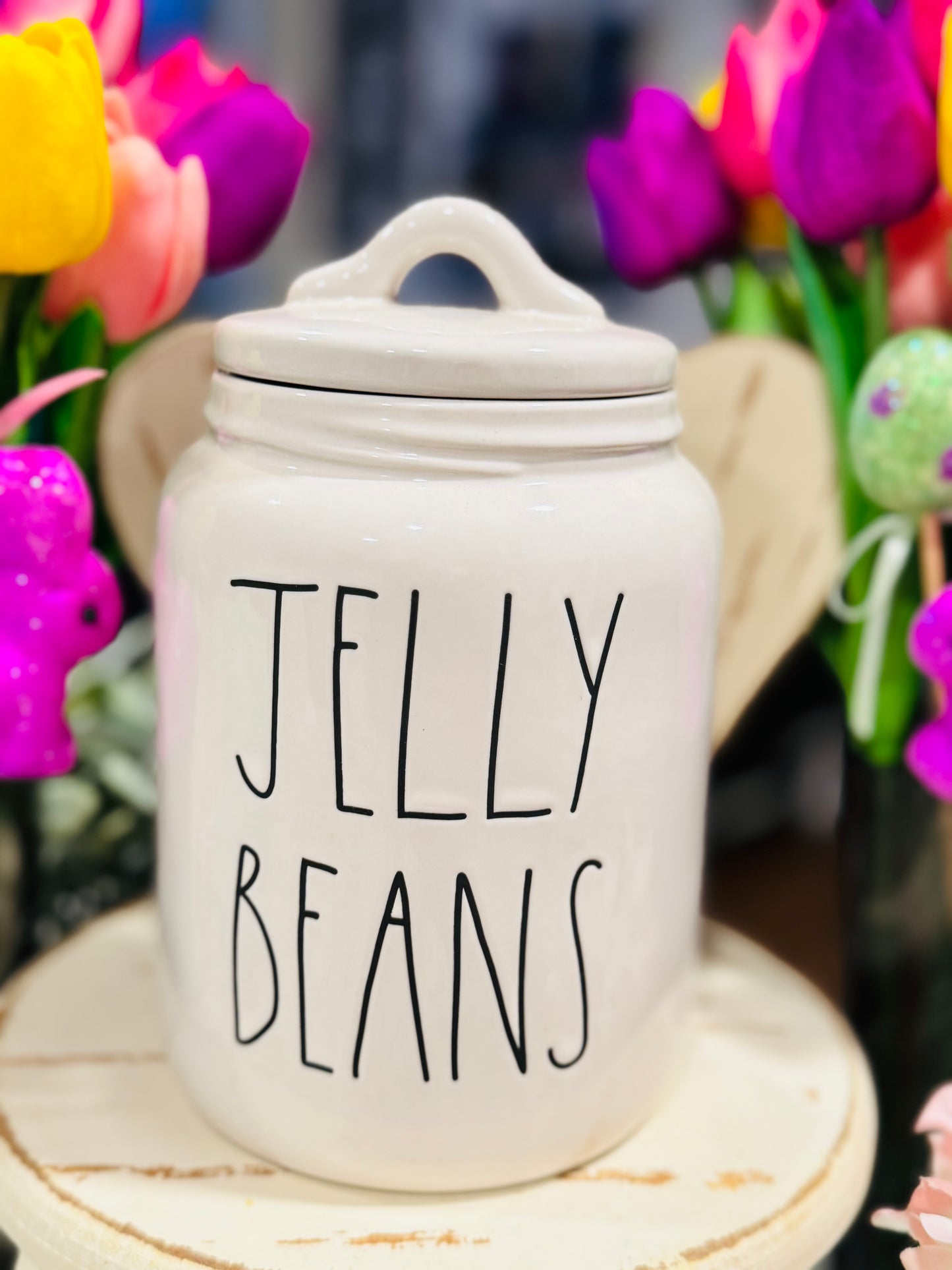 New Rae Dunn white ceramic Easter baby canister JELLY BEANS