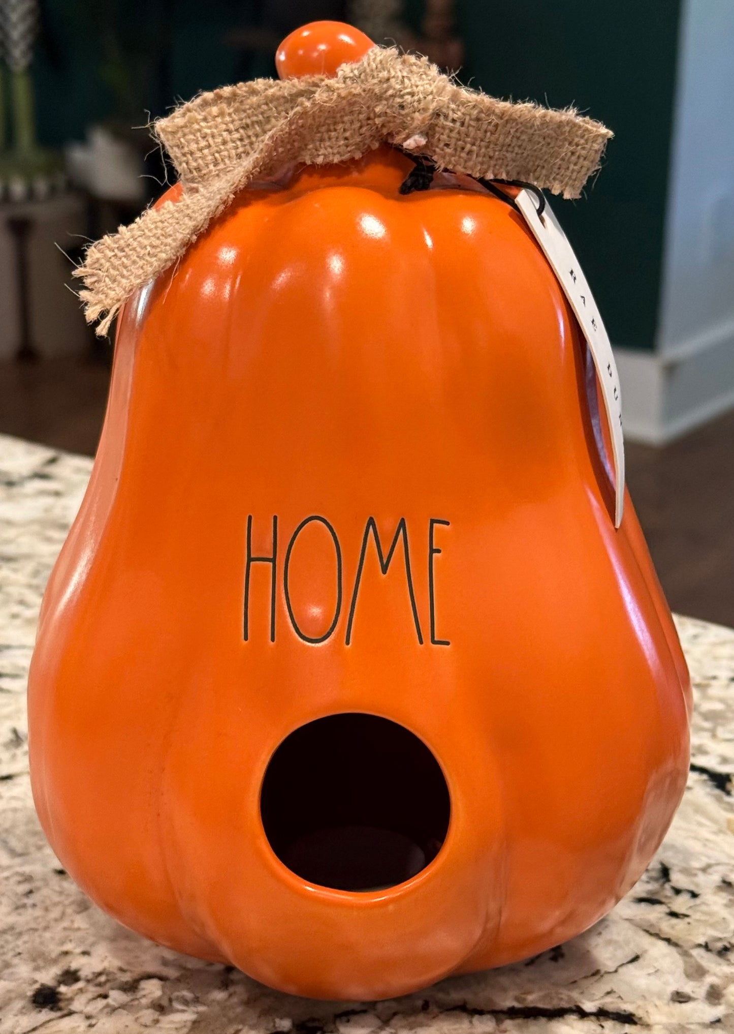 New Rae Dunn orange gourd ceramic birdhouse 8.5” fall decor HOME