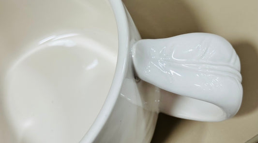 New Rae Dunn fall ceramic soup bowl with leaf handle COZY