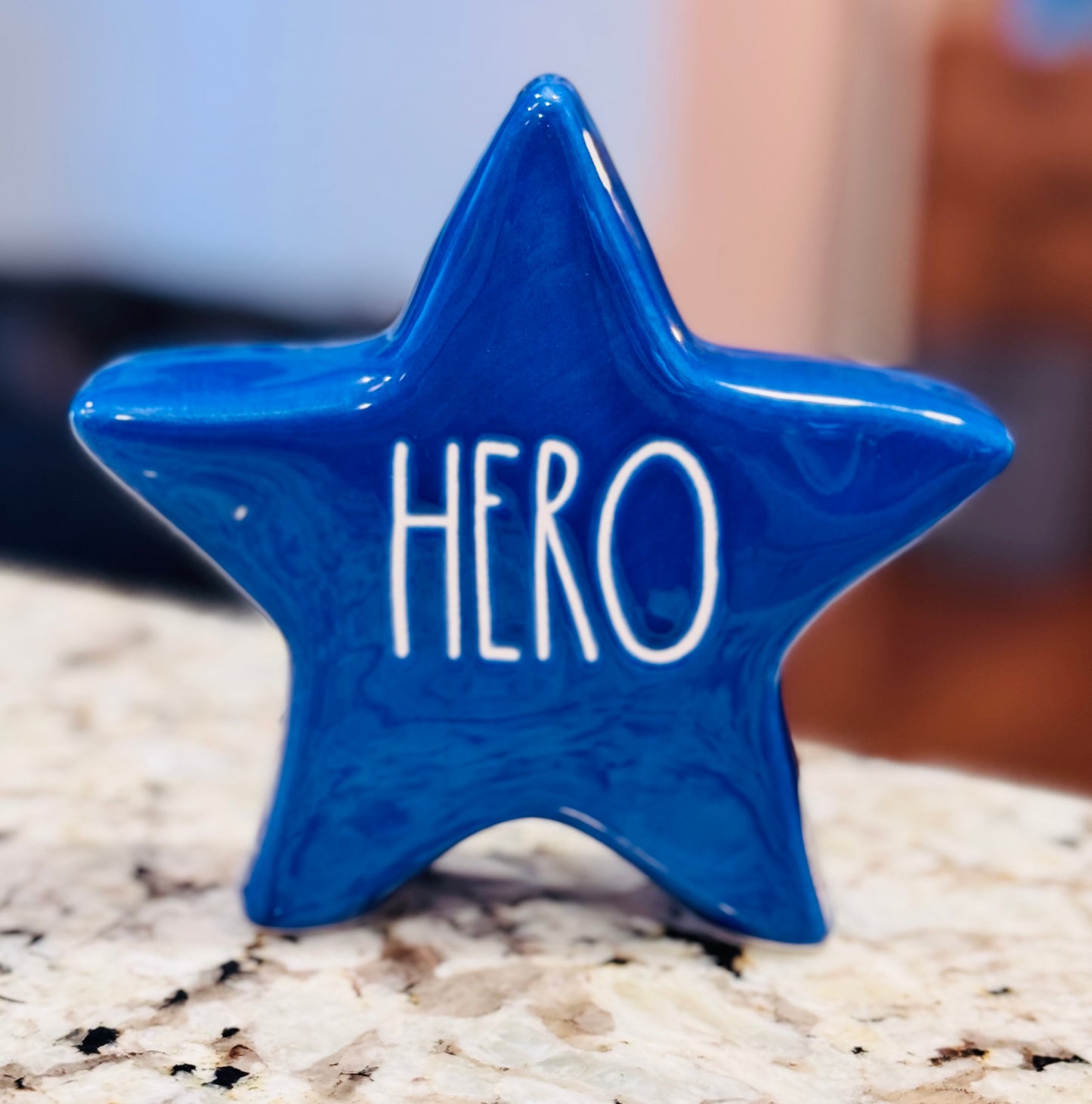 New Rae Dunn blue ceramic Americana decor star HERO