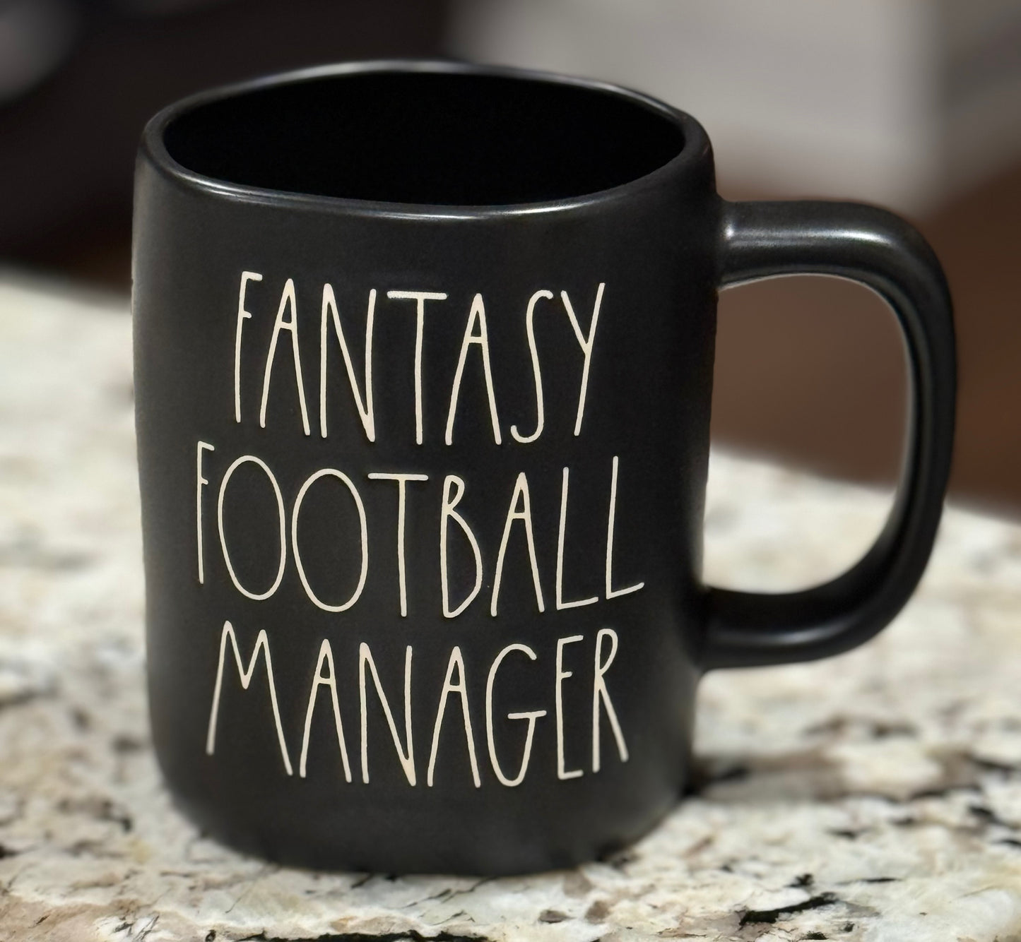 New Rae Dunn black ceramic coffee mug FANTASY FOOTBALL MANAGER