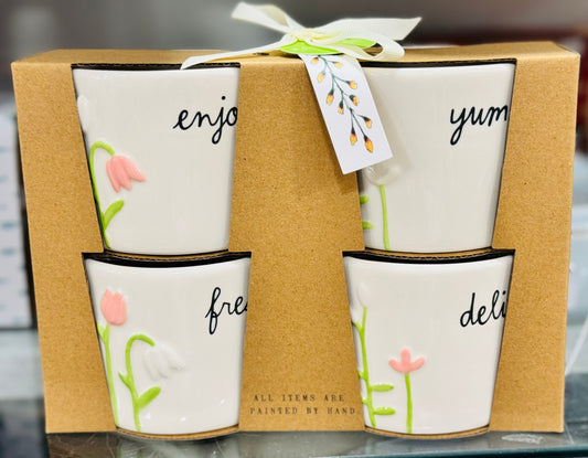 New Rae Dunn spring floral 4-piece ramekin set