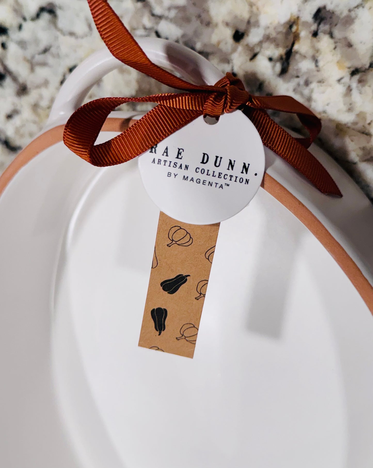 New Rae Dunn white ceramic fall casserole baking dish 11.25x8.75” GRATEFUL