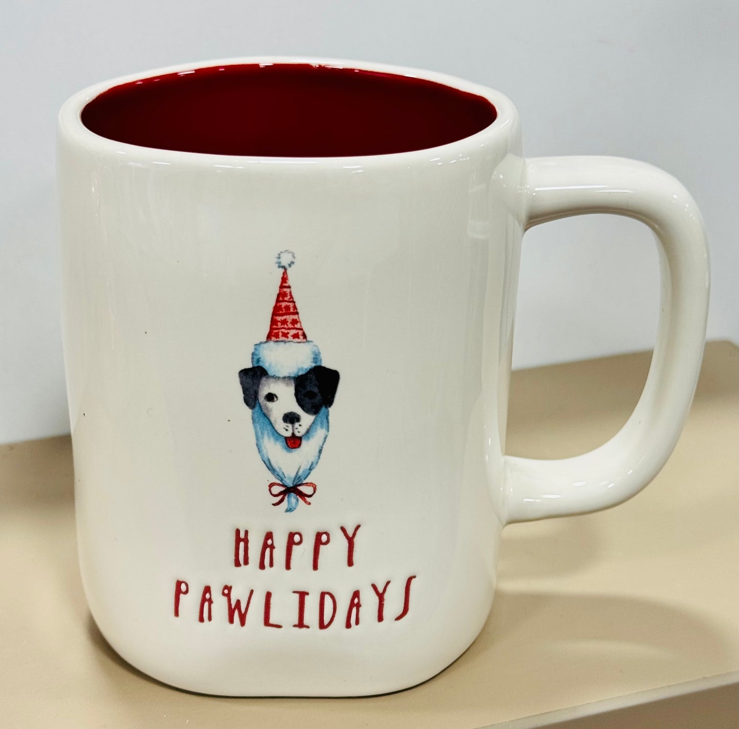 New Rae Dunn white ceramic Christmas coffee mug MERRY PAWLIDAYS