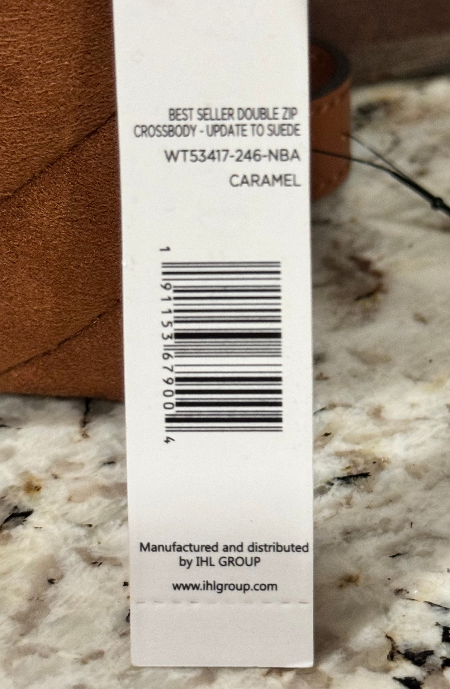 New Rae Dunn soft Carmel messenger crossbody purse handbag CIAO. coin holder 10x5 25” strap drop, multi pockets.