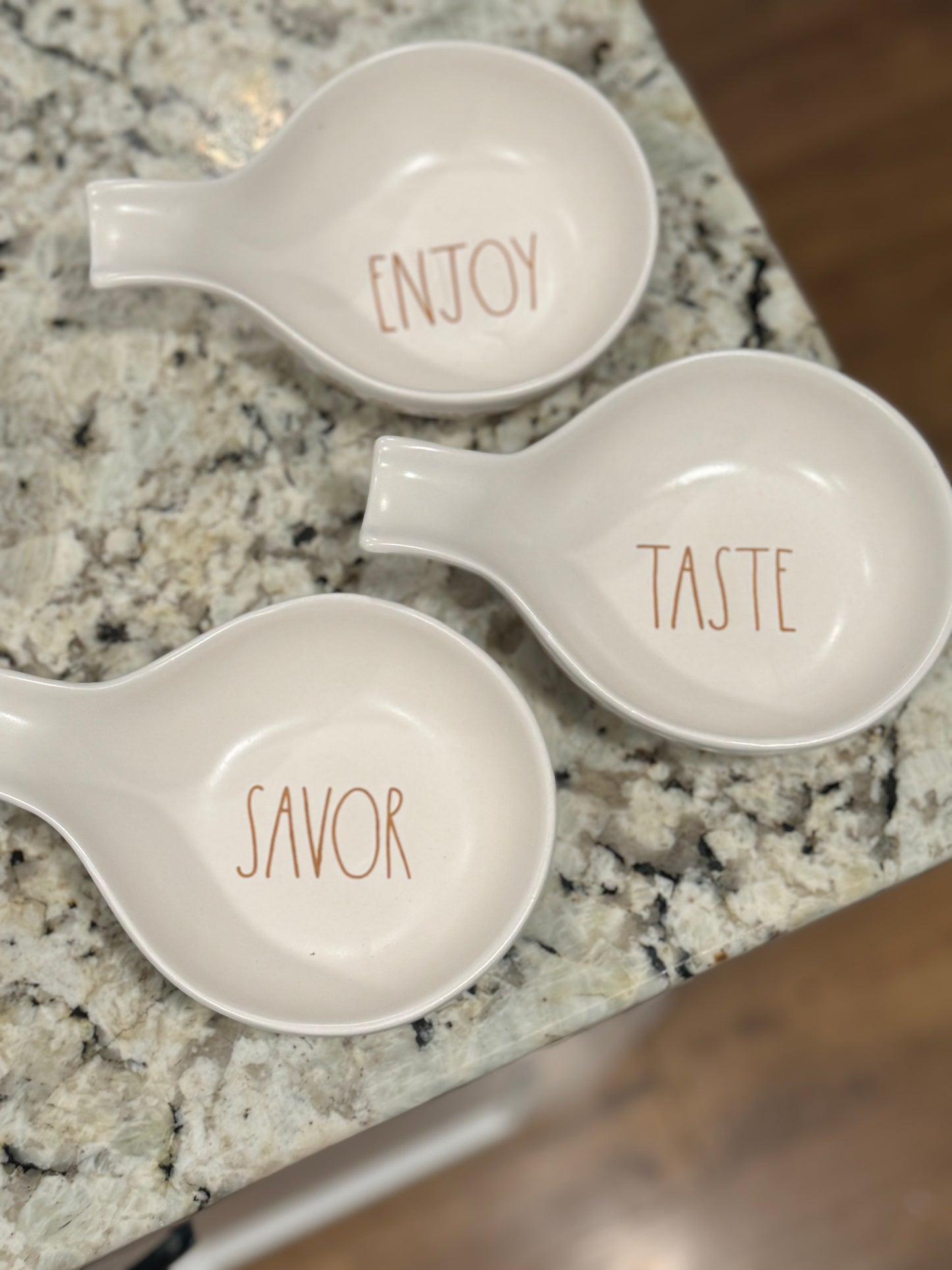 New Rae Dunn white fall leaf print ceramic dip holders/spoon rest