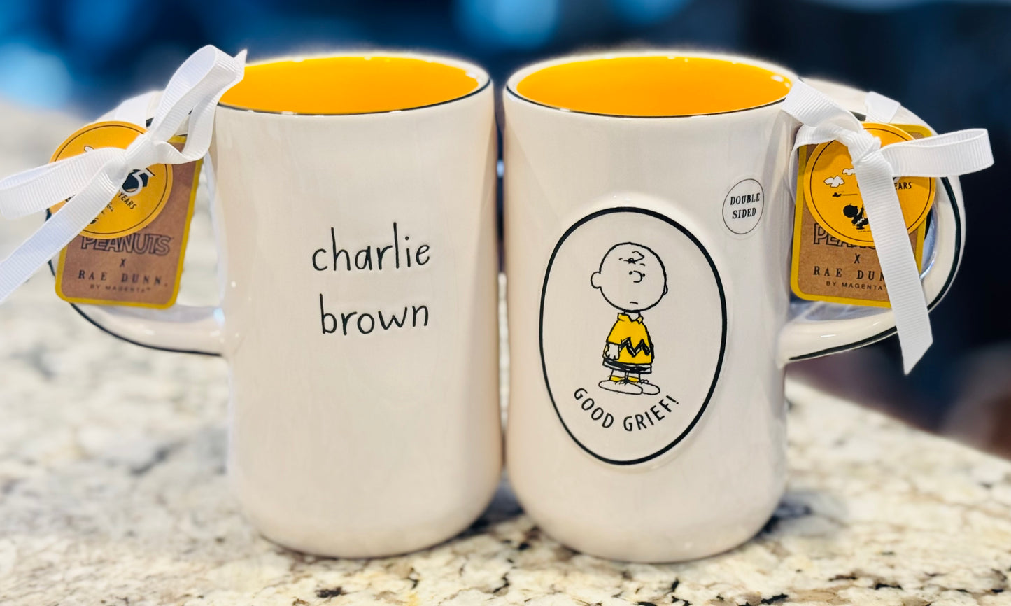 New Rae Dunn x Peanuts Snoopy ceramic coffee mug GOOD GRIEF - Charlie Brown