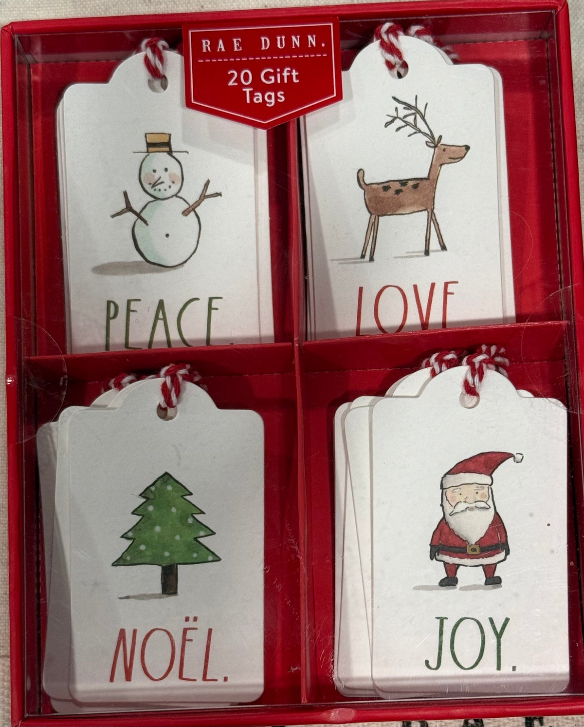 New Rae Dunn vintage sketch Christmas gift tag box