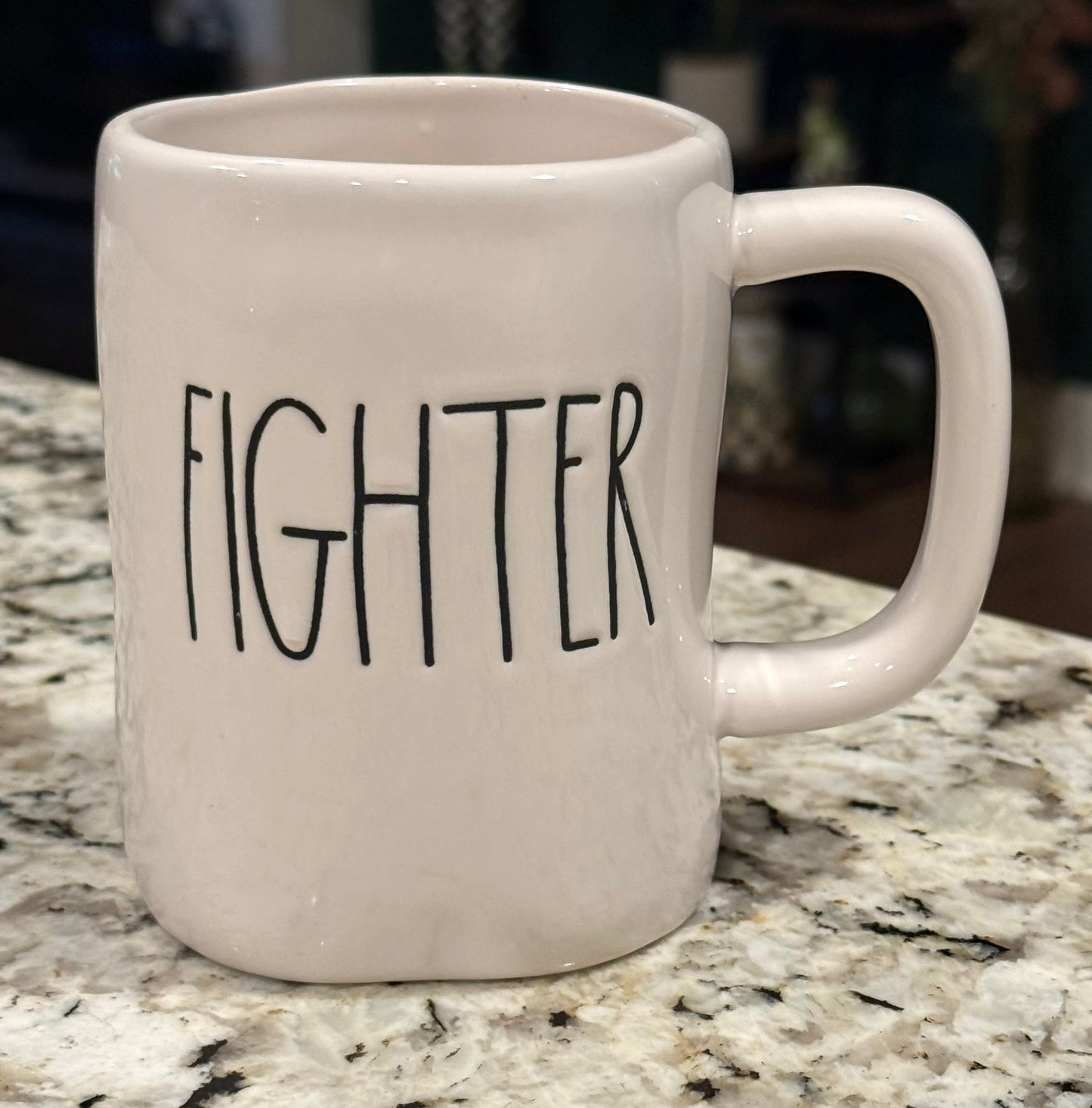 New Rae Dunn white ceramic coffee mug FIGHTER