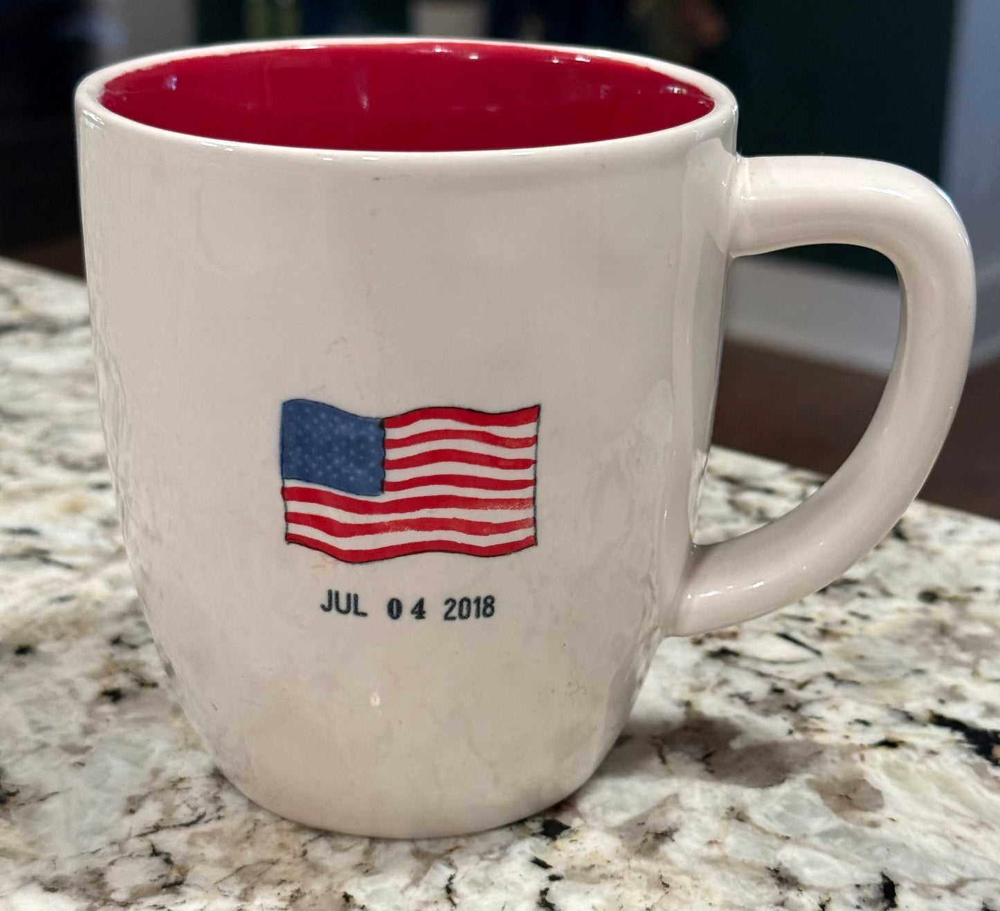 Rae Dunn white patriotic USA flag coffee mug JULY 4th 2018