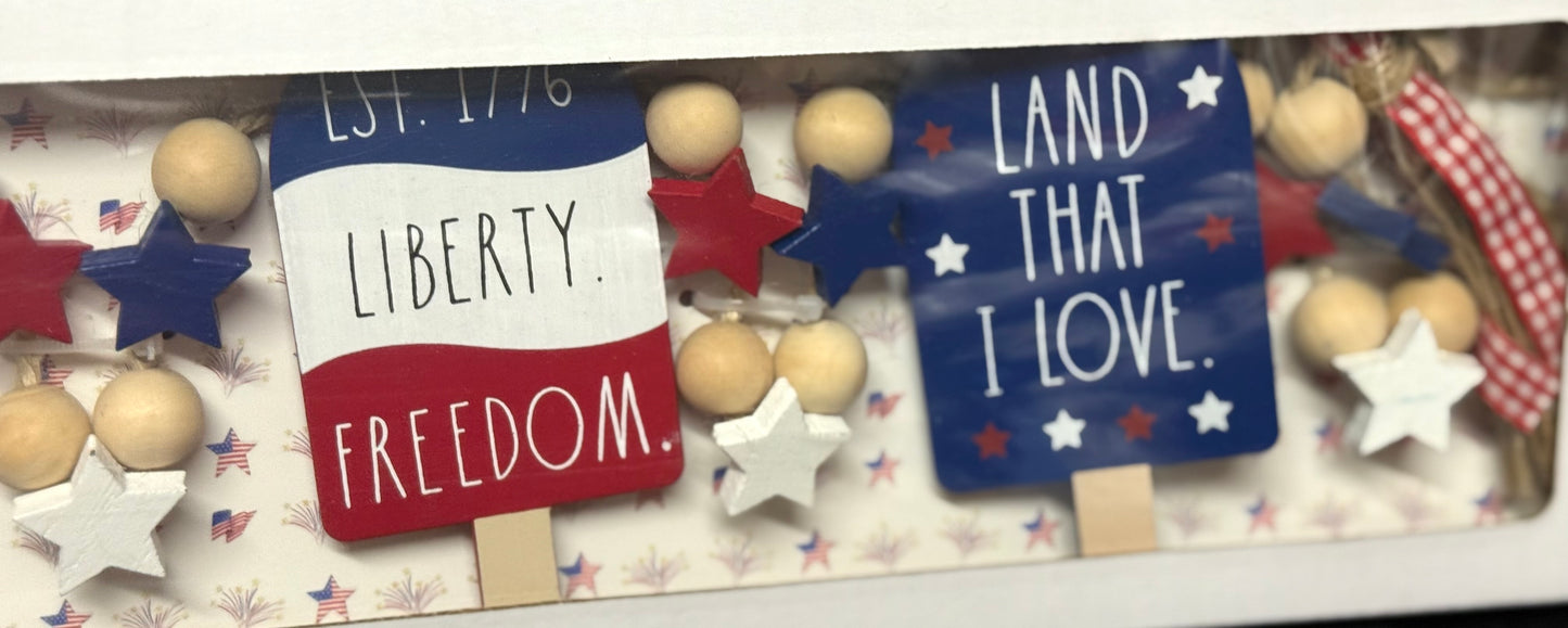 New Rae Dunn wood popcycle USA πΊπΈ July 4th garland decor