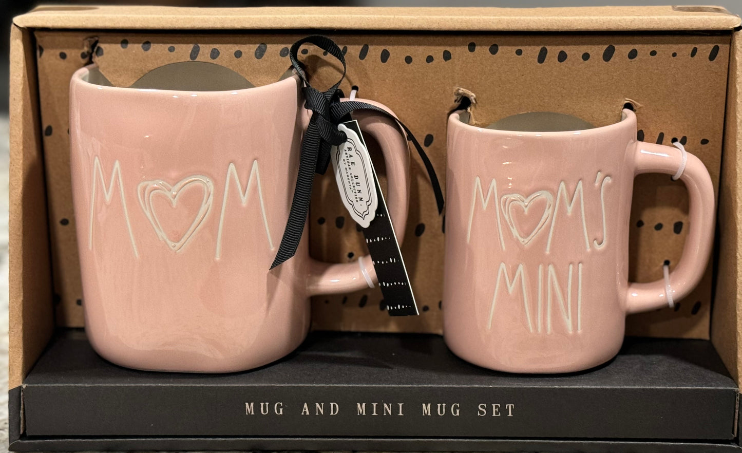 New Rae Dunn peach ceramic coffee mug gift set MOM & MOM’S MINI