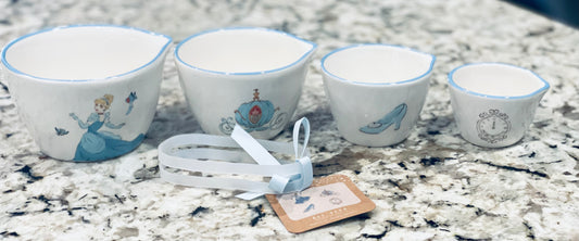 New release Rae Dunn x Disney’s Cinderella blue trimmed measuring cup set