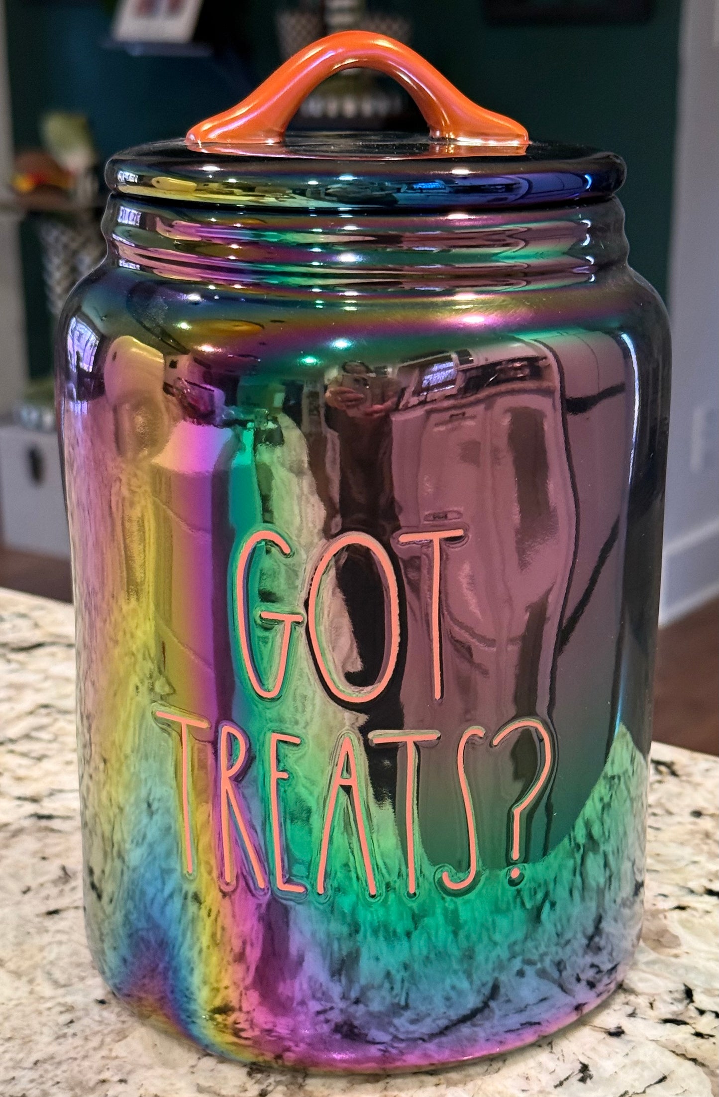 New Rae Dunn iridescent ceramic 8.5” GOT TREATS canister
