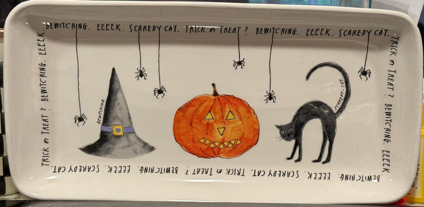 Rae Dunn white ceramic 14x6.5 fat jack Halloween platter serving tray