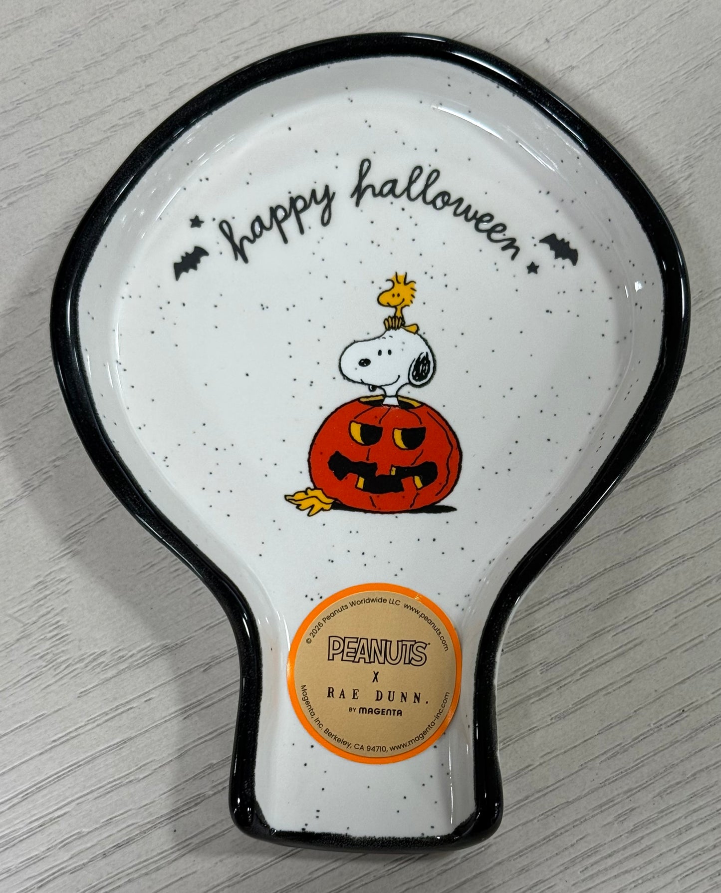 New Rae Dunn x Peanuts Snoopy ceramic spoon rest HAPPY HALLOWEEN
