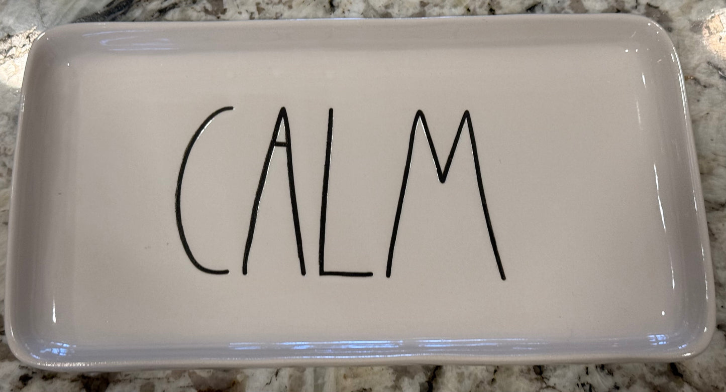 Rae Dunn white ceramic 10x5 tray CALM