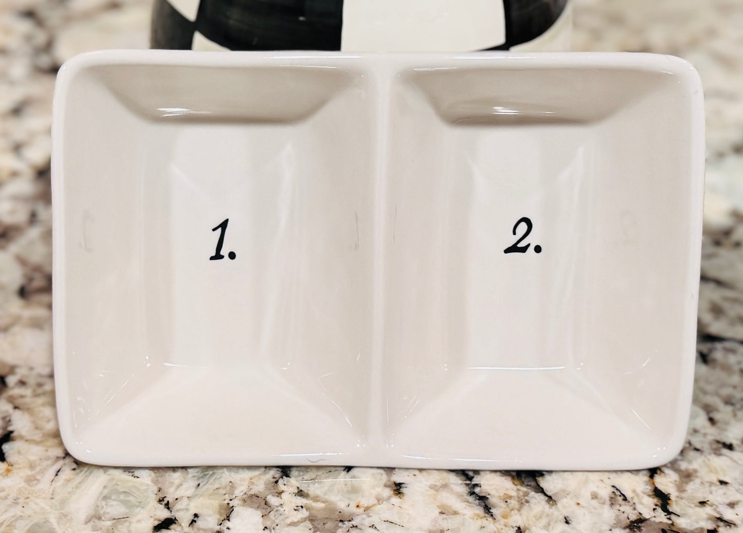 Rae Dunn white ceramic 1, 2 Numbers dish