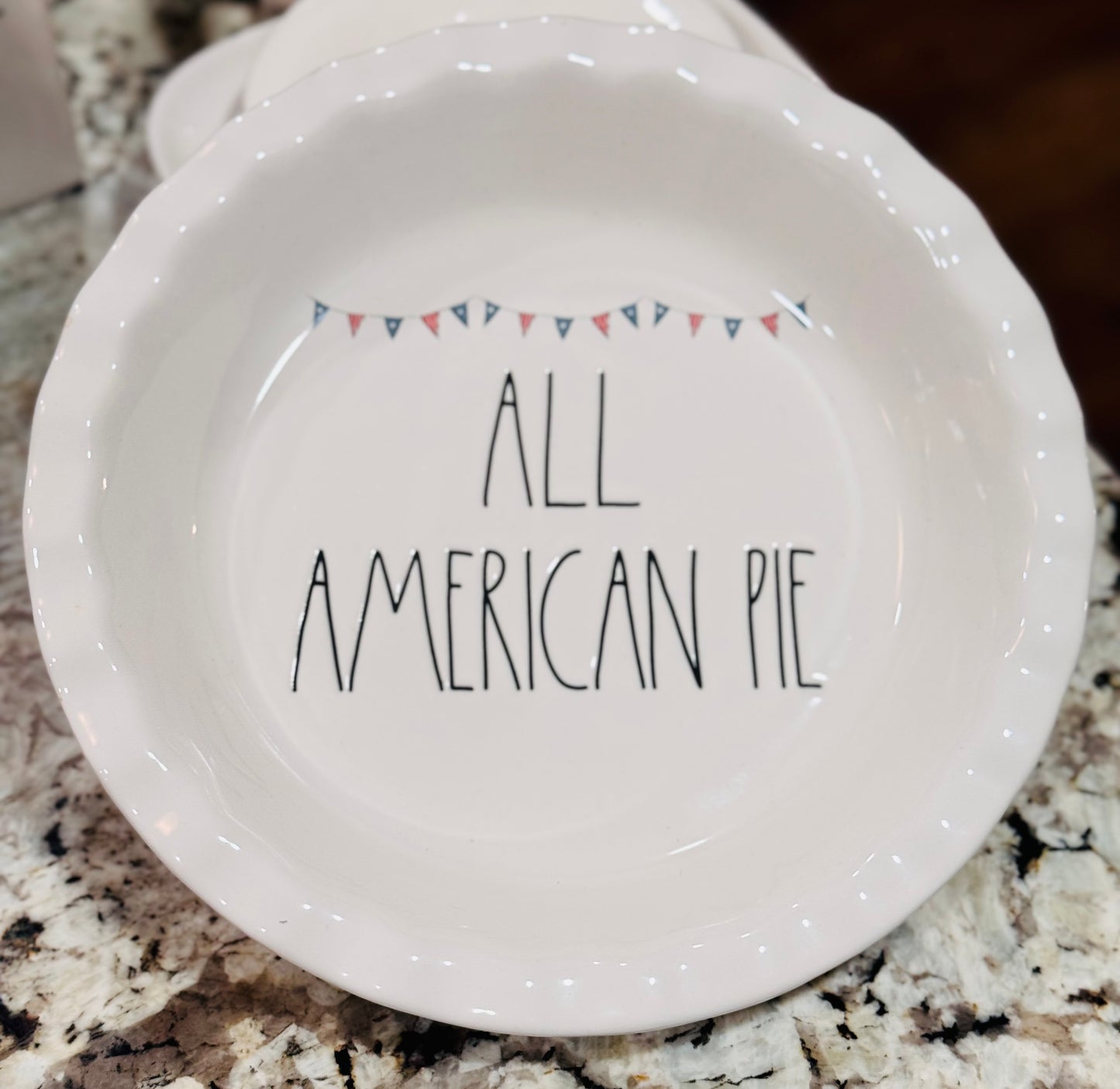 New Rae Dunn white ceramic pie plate ALL AMERICAN PIE